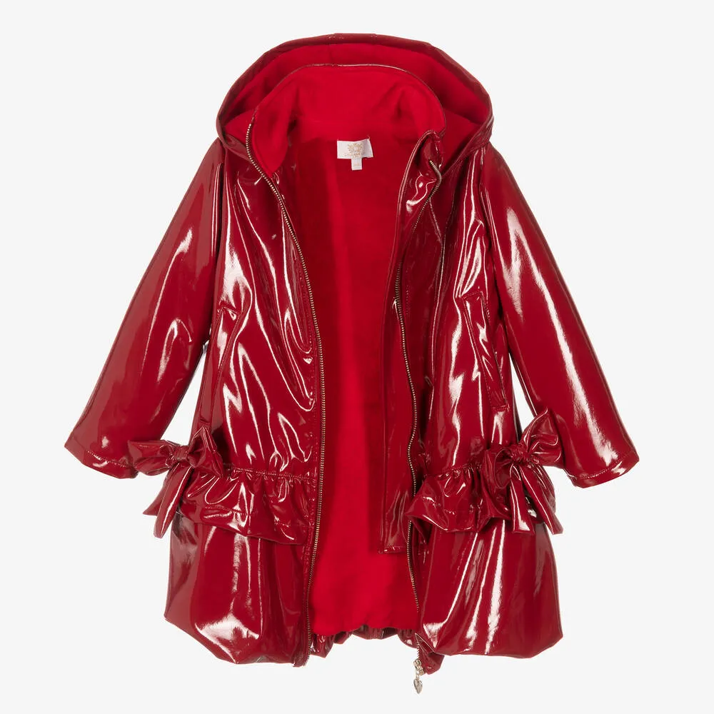 Girls Red Bow Raincoat 