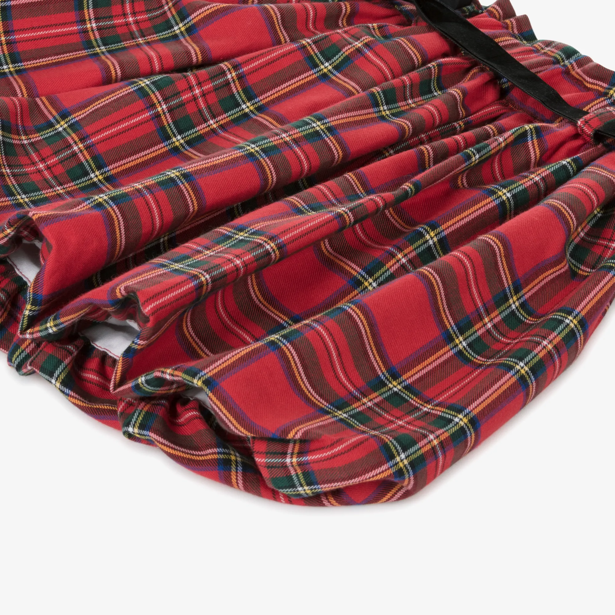 Girls Red Tartan Puffball Cotton Skirt