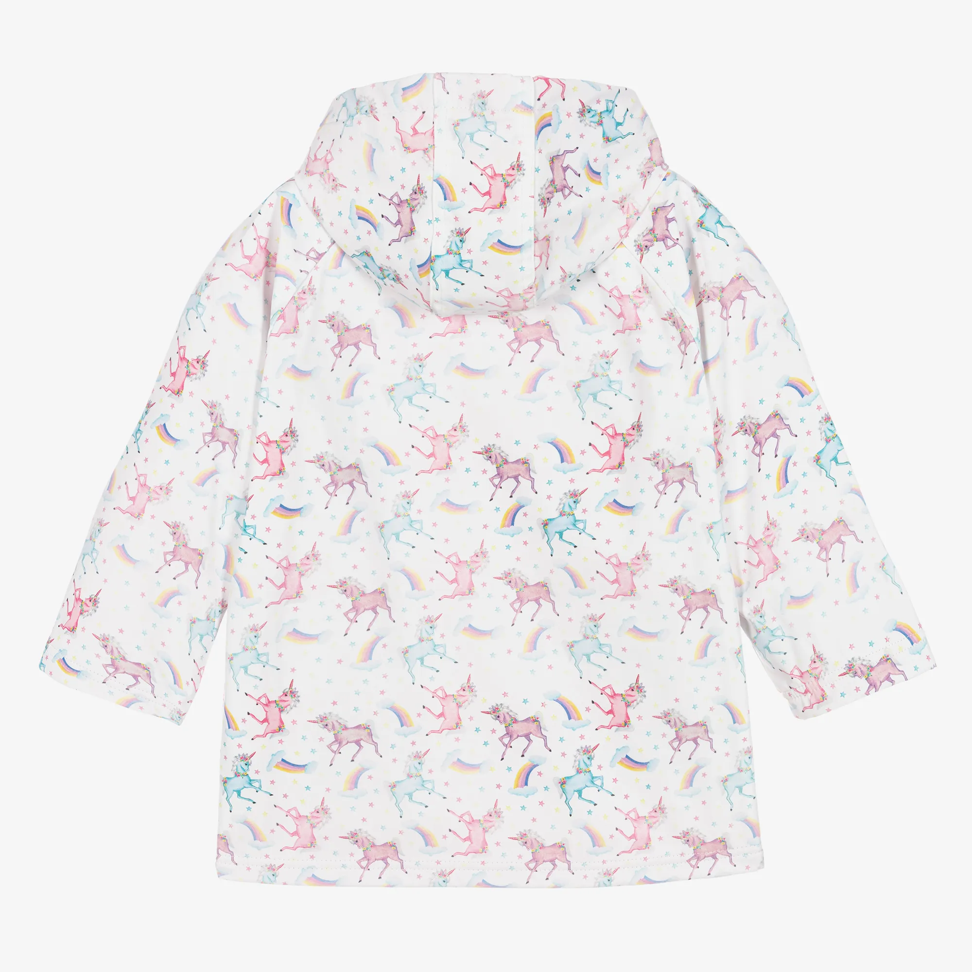 Girls White Unicorn Print Raincoat 