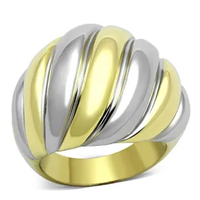 Gold & Stainless Steel Croissant Ring