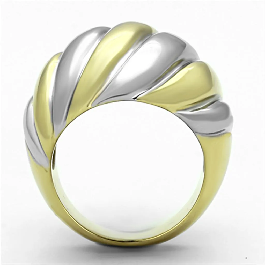 Gold & Stainless Steel Croissant Ring