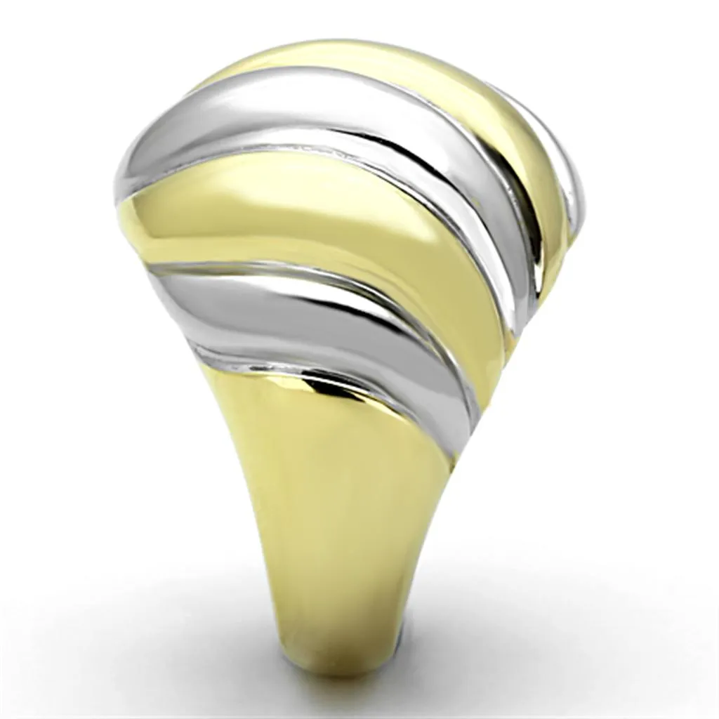 Gold & Stainless Steel Croissant Ring