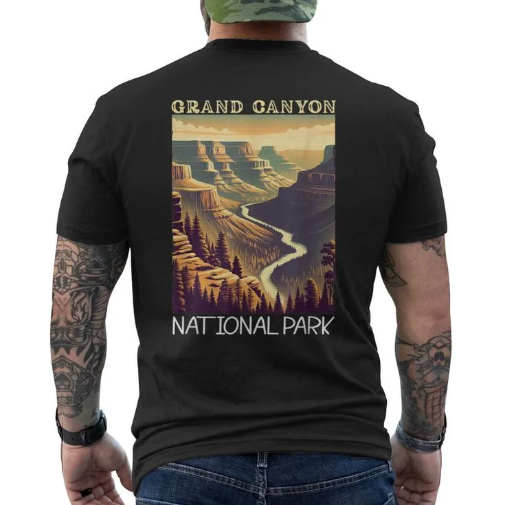 Grand Canyon National Park Vintage Hiking Camping Vacation Men's T-shirt Back Print