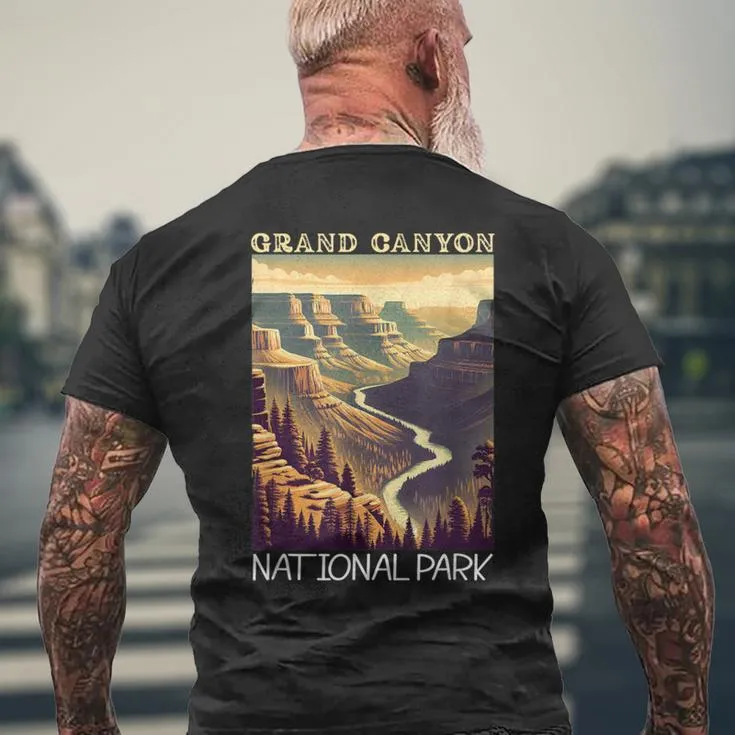 Grand Canyon National Park Vintage Hiking Camping Vacation Men's T-shirt Back Print