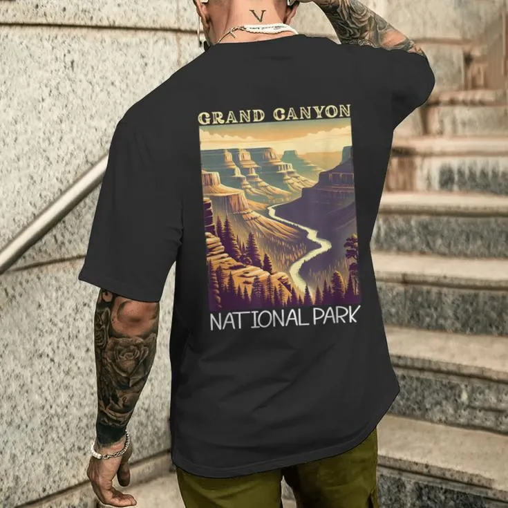 Grand Canyon National Park Vintage Hiking Camping Vacation Men's T-shirt Back Print