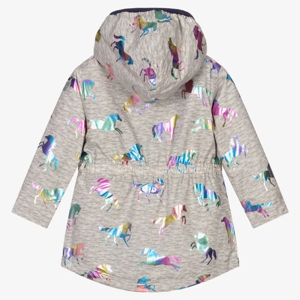 Grey Rainbow Horse Raincoat