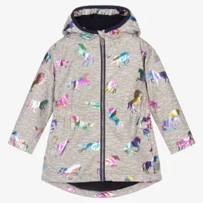 Grey Rainbow Horse Raincoat