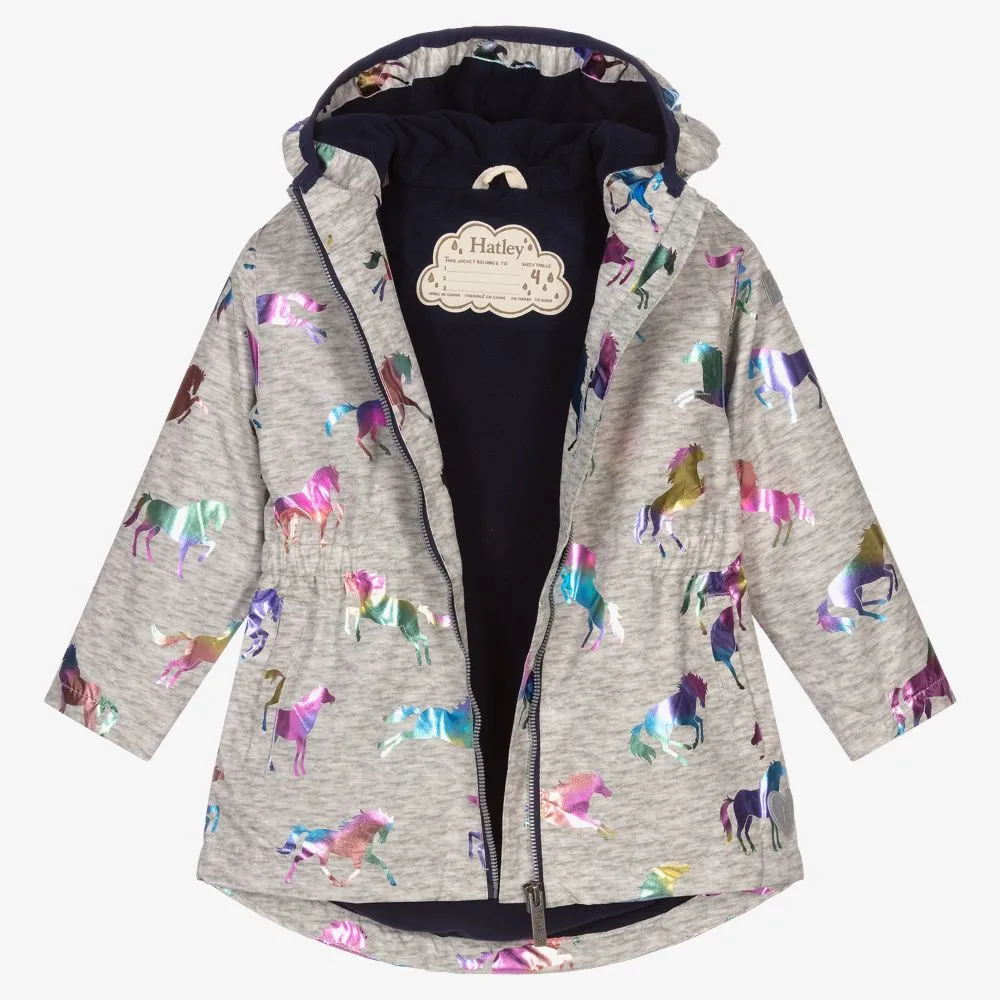 Grey Rainbow Horse Raincoat