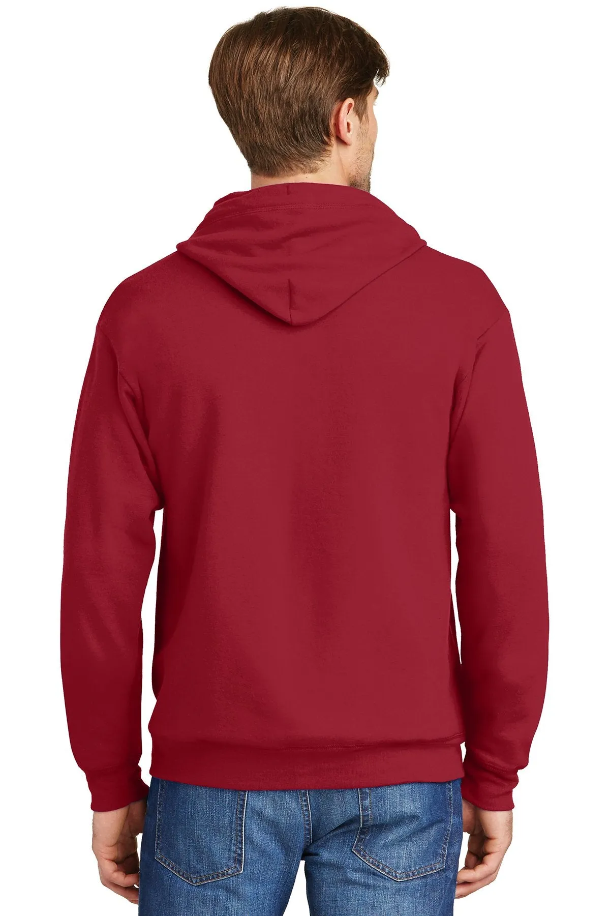 Hanes Ecosmart Full Zip Hooded Sweatshirt P180 Deep Red