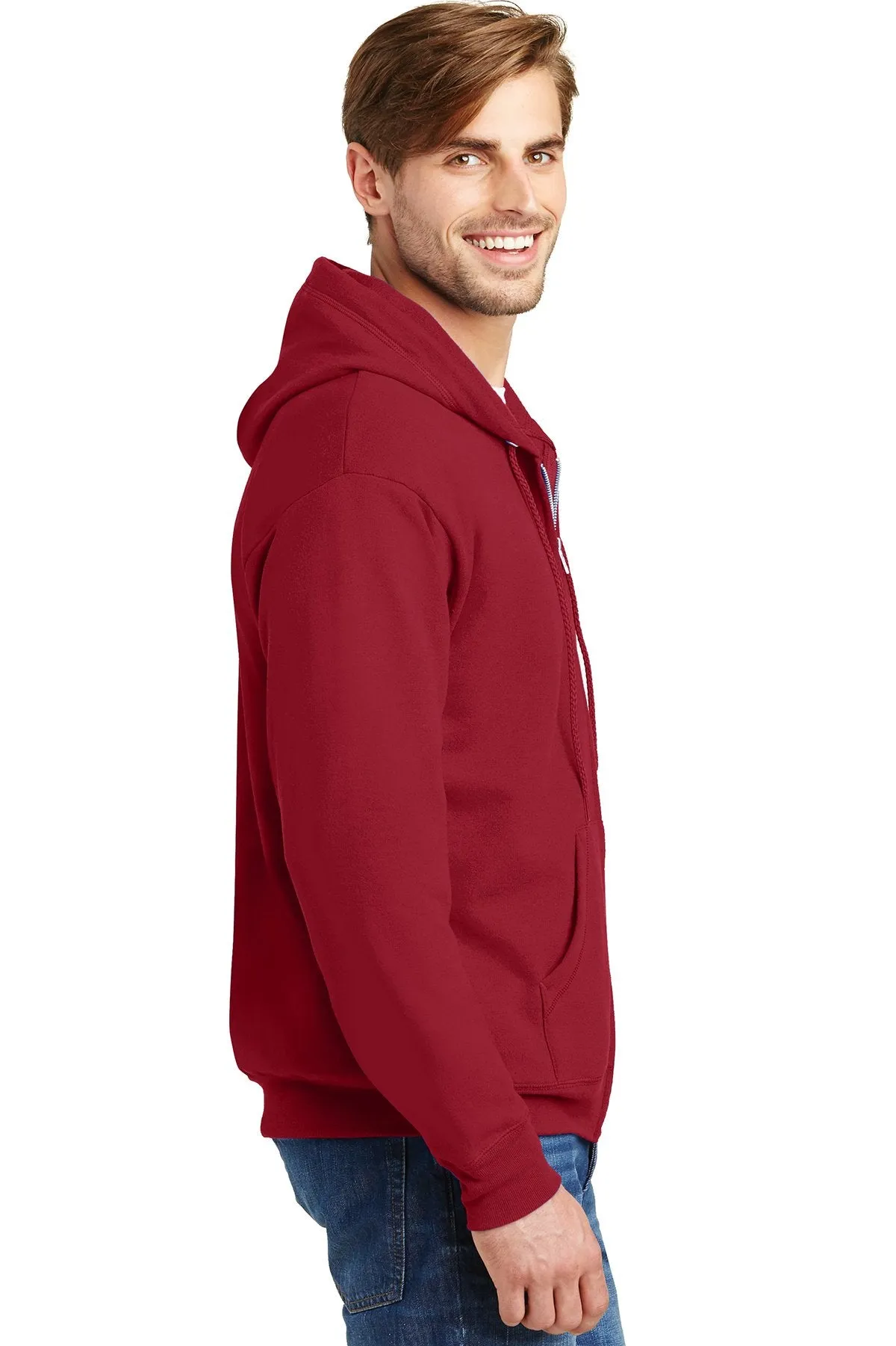 Hanes Ecosmart Full Zip Hooded Sweatshirt P180 Deep Red