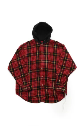 HOODED PLAID SHIRT