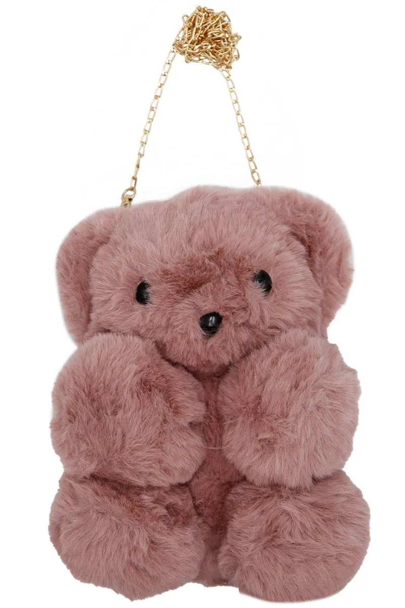 Instant Shipping! Teddy Bear Faux Fur Plush Lined Crossbody Bag