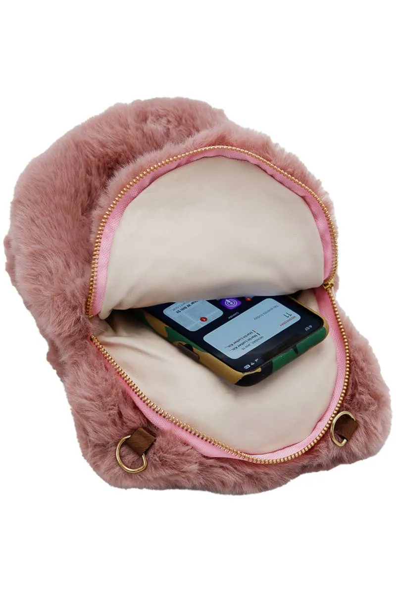 Instant Shipping! Teddy Bear Faux Fur Plush Lined Crossbody Bag