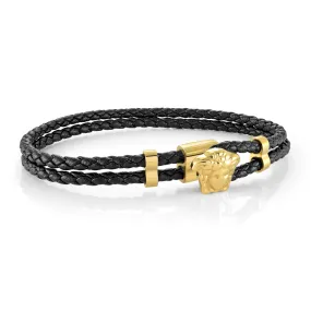 Italgem Steel Medusa Leather Bracelet