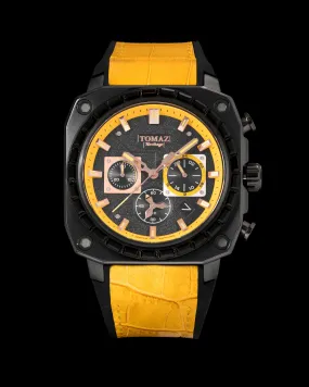 Jezper TQ021B-D2 (Black) with Black Swarovski (Yellow Bamboo Rubber Strap)