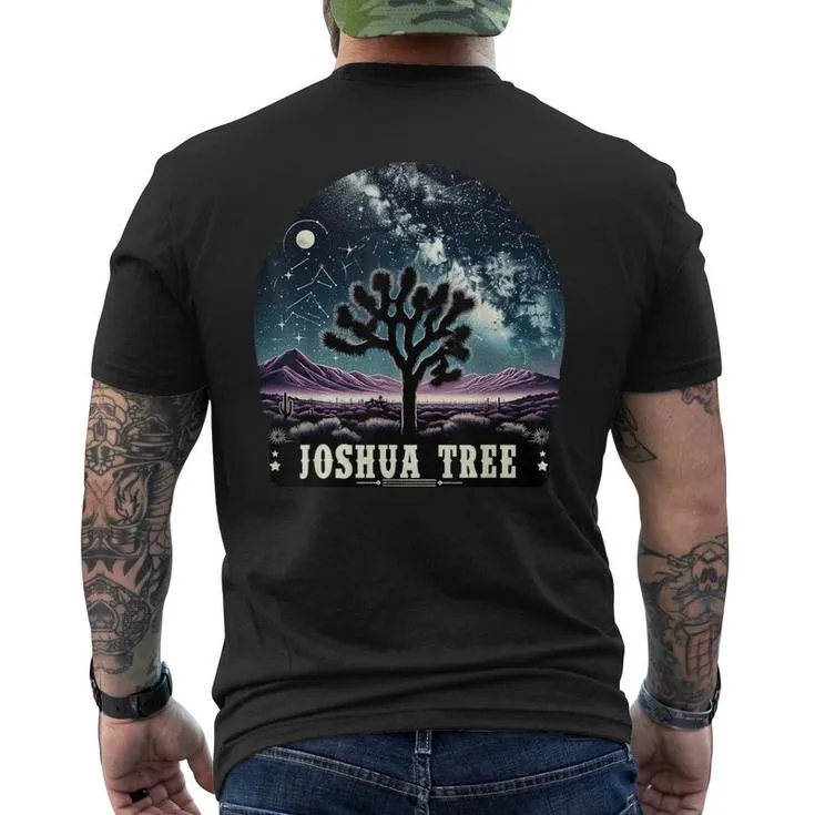 Joshua Tree National Park Night Scene Hiking Camping Outdoor Men's T-shirt Back Print