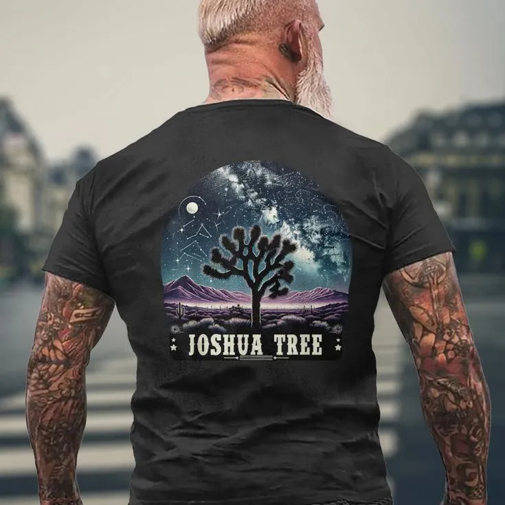 Joshua Tree National Park Night Scene Hiking Camping Outdoor Men's T-shirt Back Print