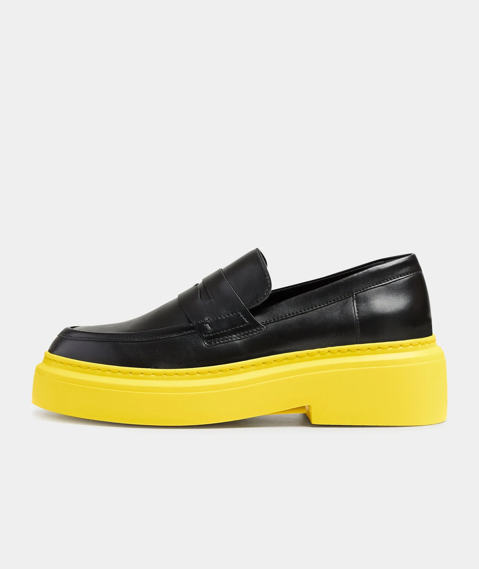 June Loafer - Black Leather / Yellow Sole