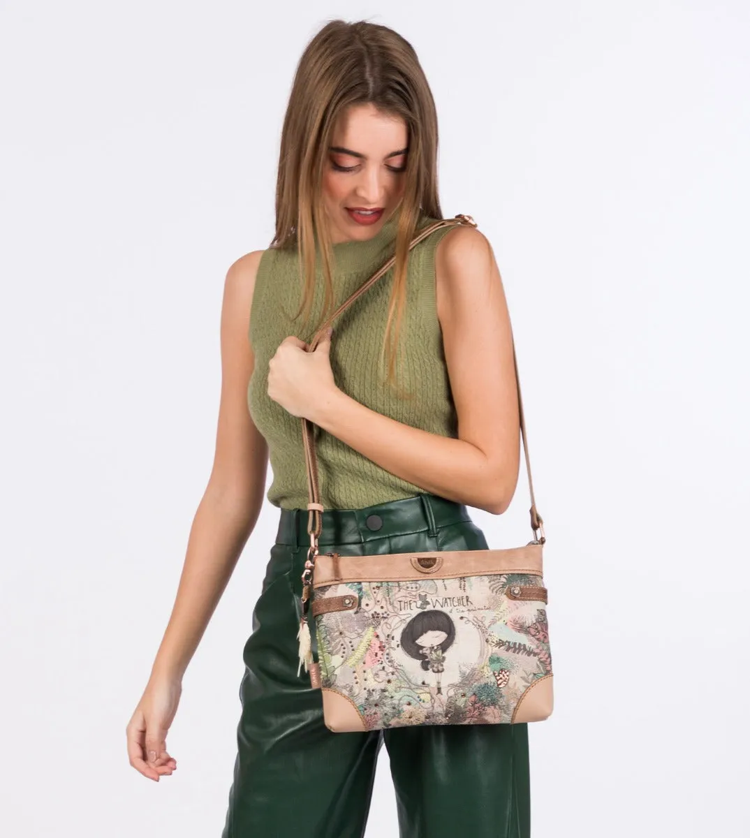 Jungle printed wide crossbody bag