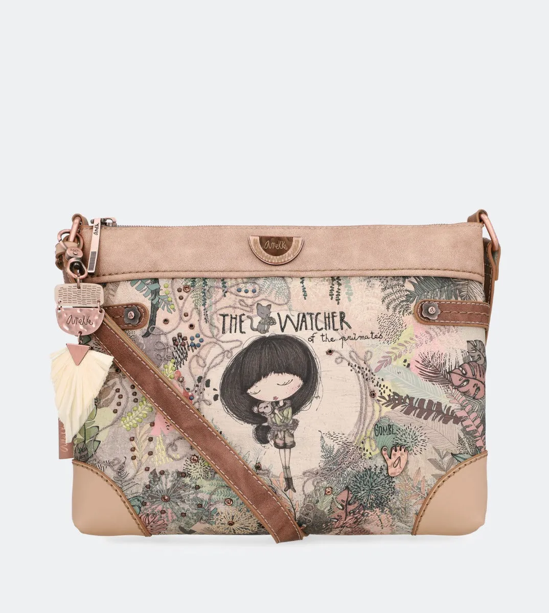 Jungle printed wide crossbody bag