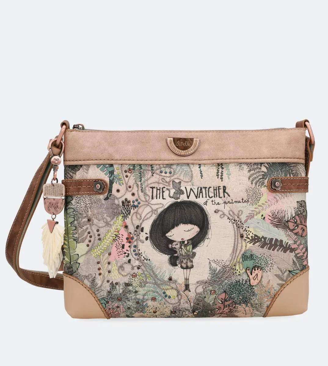 Jungle printed wide crossbody bag