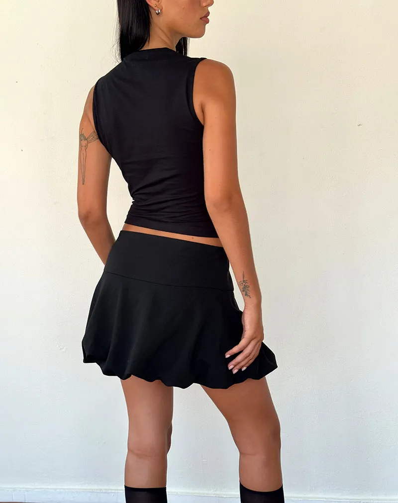 Keshi Puffball Mini Skirt in Black