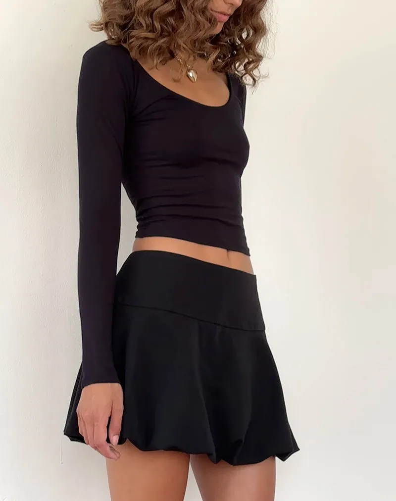 Keshi Puffball Mini Skirt in Black