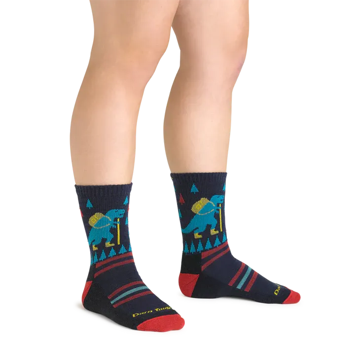 Kid's Darn Tough Ty-Ranger-Saurus Micro Crew Lightweight Hiking Sock Color: Eclipse