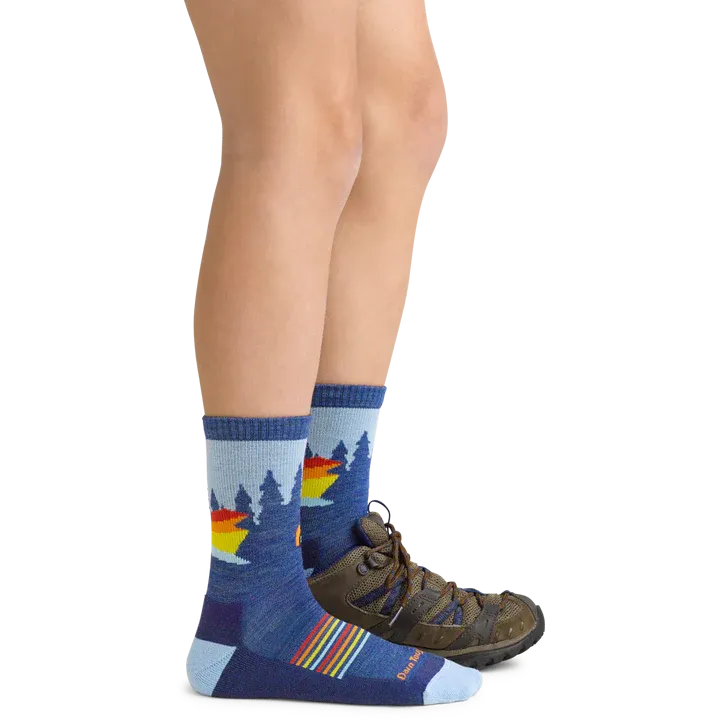 Kids Darn Tough Van Wild Micro Crew Lightweight Hiking Sock Color: Denim