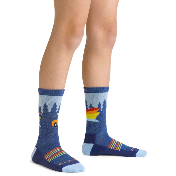 Kids Darn Tough Van Wild Micro Crew Lightweight Hiking Sock Color: Denim