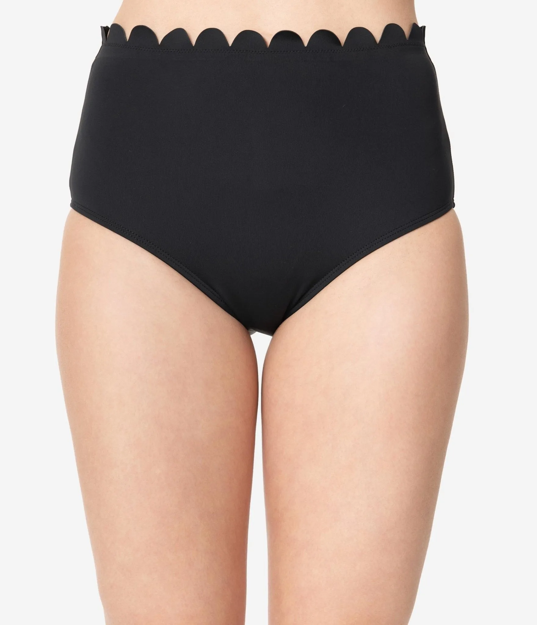 Kingdom & State 1970s Black Scalloped Swim Bottoms