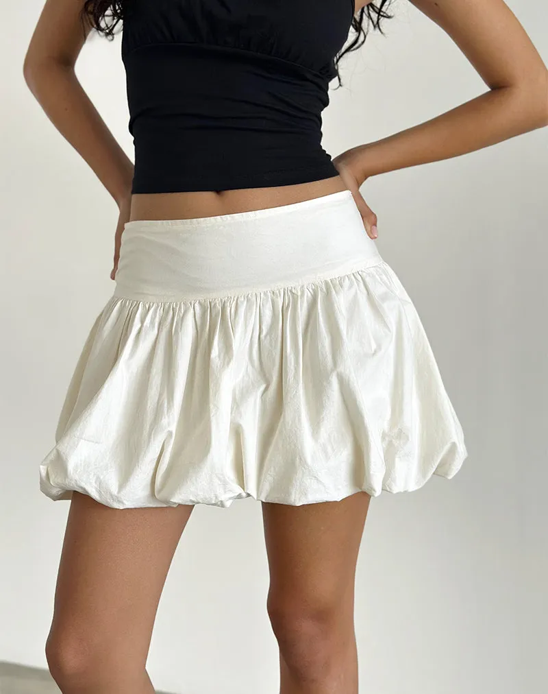 Kiyowo Puffball Mini Skirt in Poplin Ivory