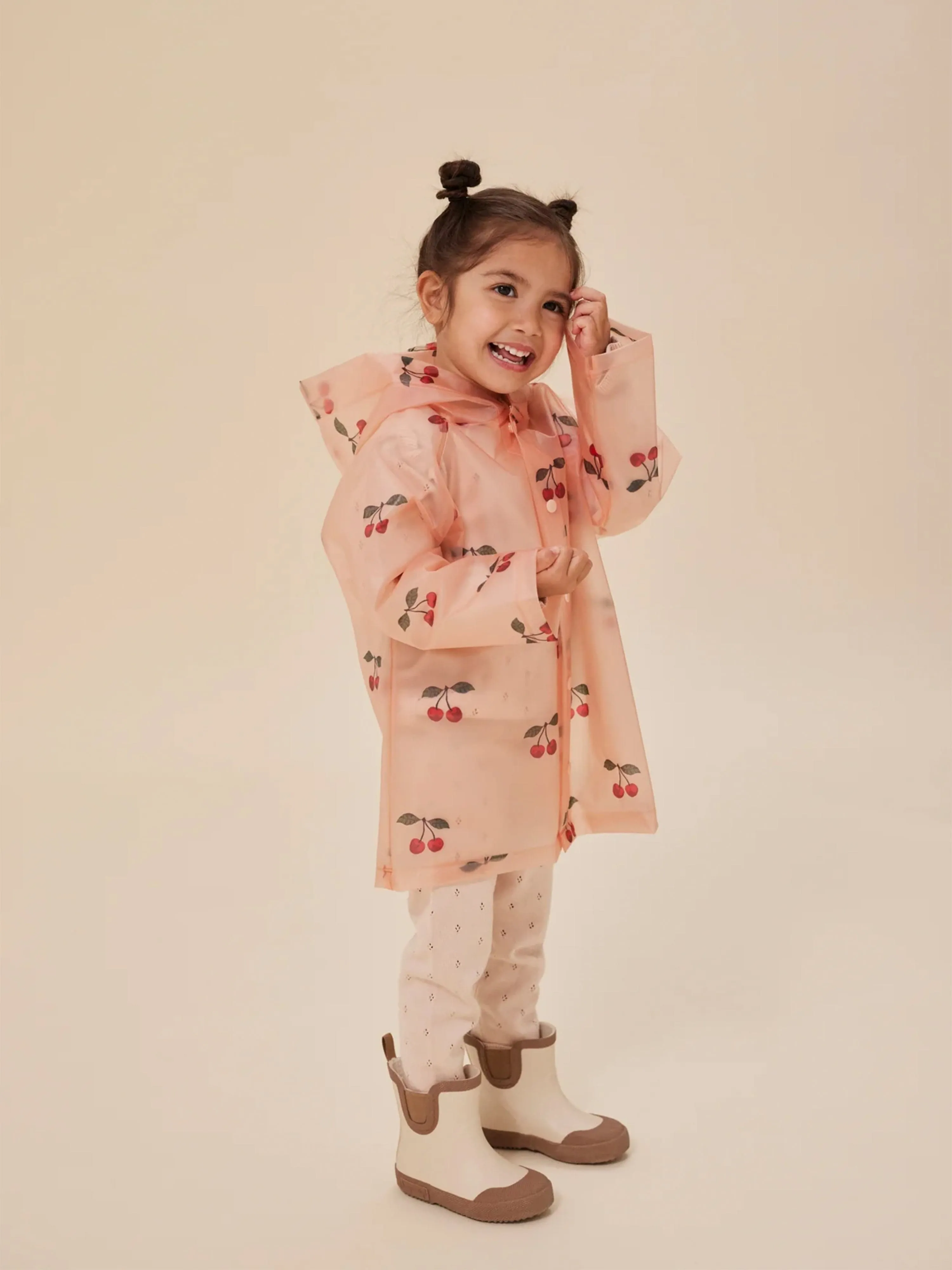 Konges Sljd Girls Cherry Brume Raincoat in Pink