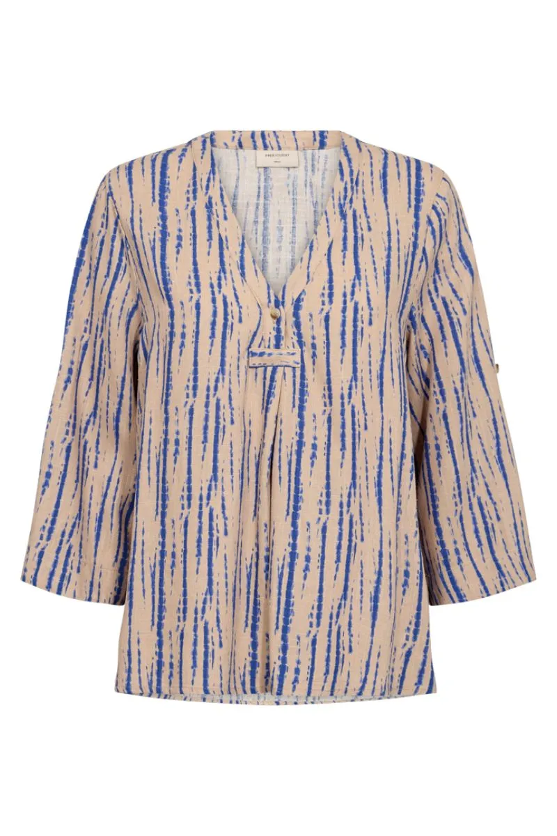 Larin Blouse | Sand Melange W. Nebulas Blue | Bluse fra Freequent