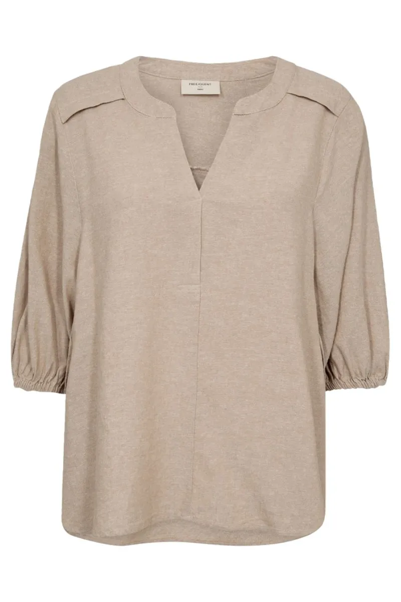 Lava Blouse | Sand Melange | Bluse fra Freequent