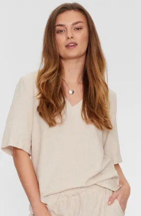 Lava Blouse | Simply Taupe W. Off-White | Bluse fra Freequent