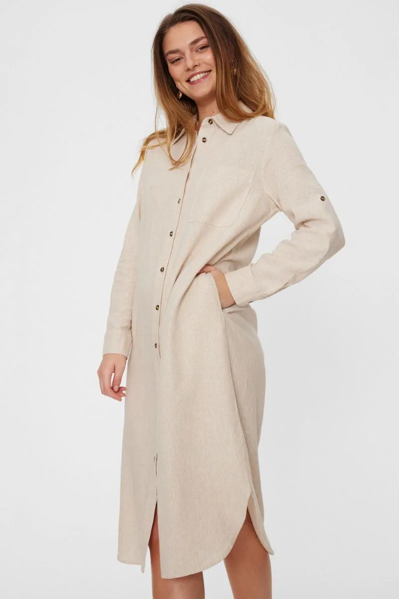 Lava Dress 204307 | Simply Taupe w. Off White | Kjole fra Freequent