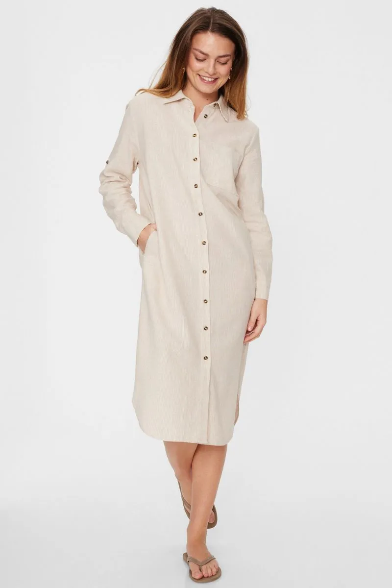 Lava Dress 204307 | Simply Taupe w. Off White | Kjole fra Freequent