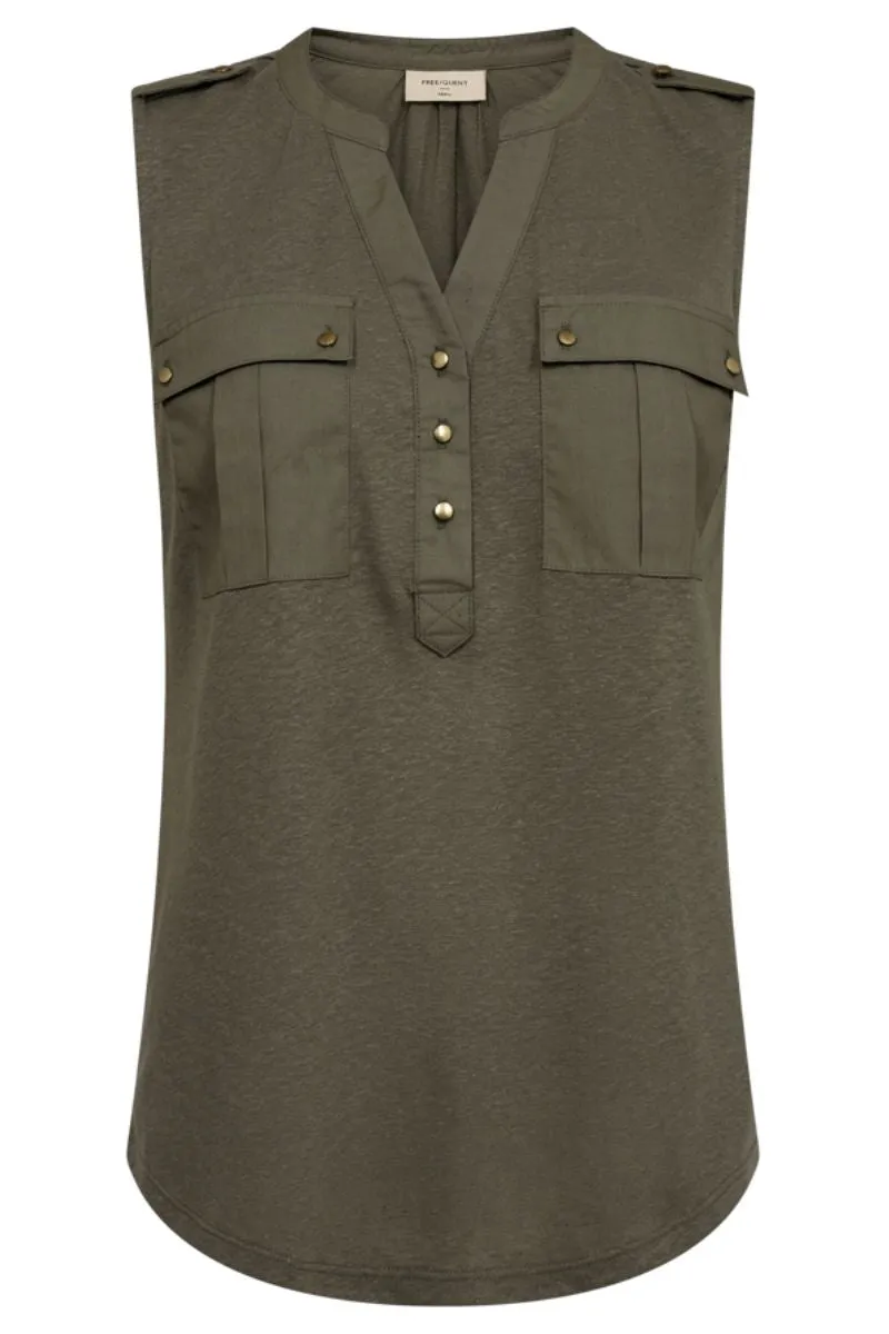 Lavina Top | Dusty Olive | Tanktop fra Freequent