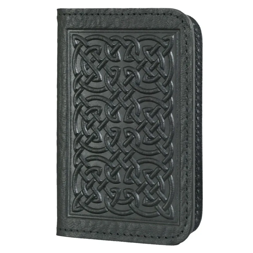 Leather Card Holder - Bold Celtic in Fern