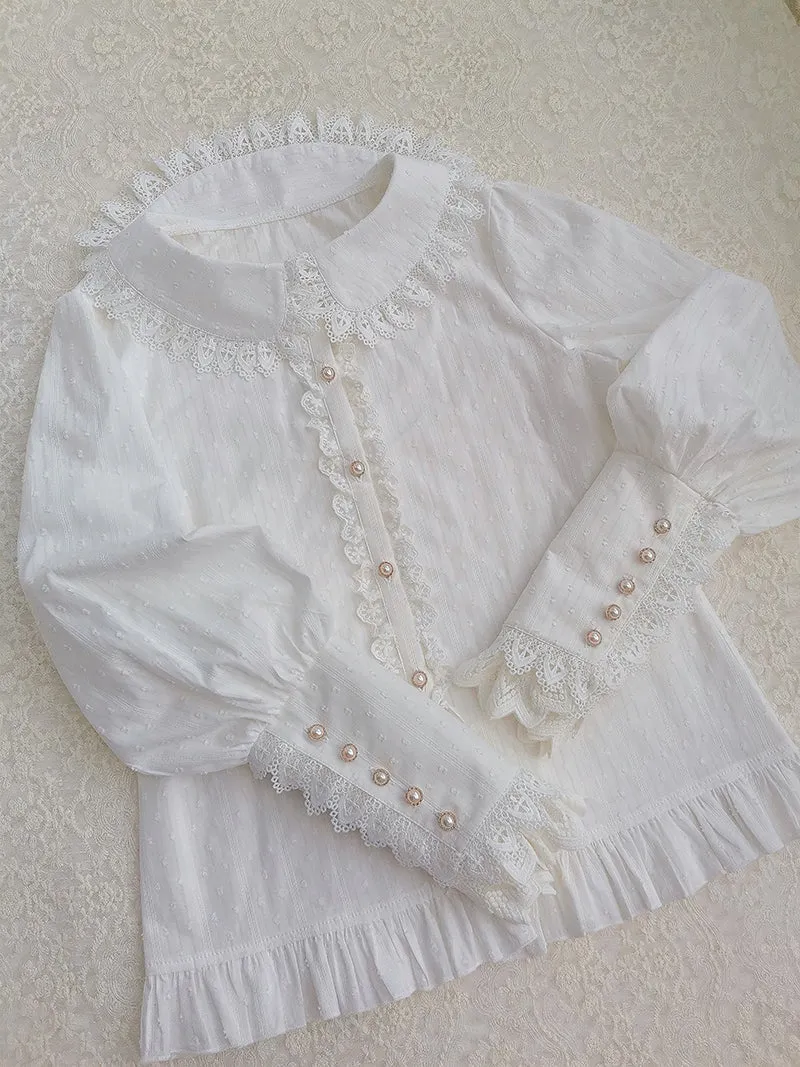 Long Sleeve Lace Lined Cuff Blouse