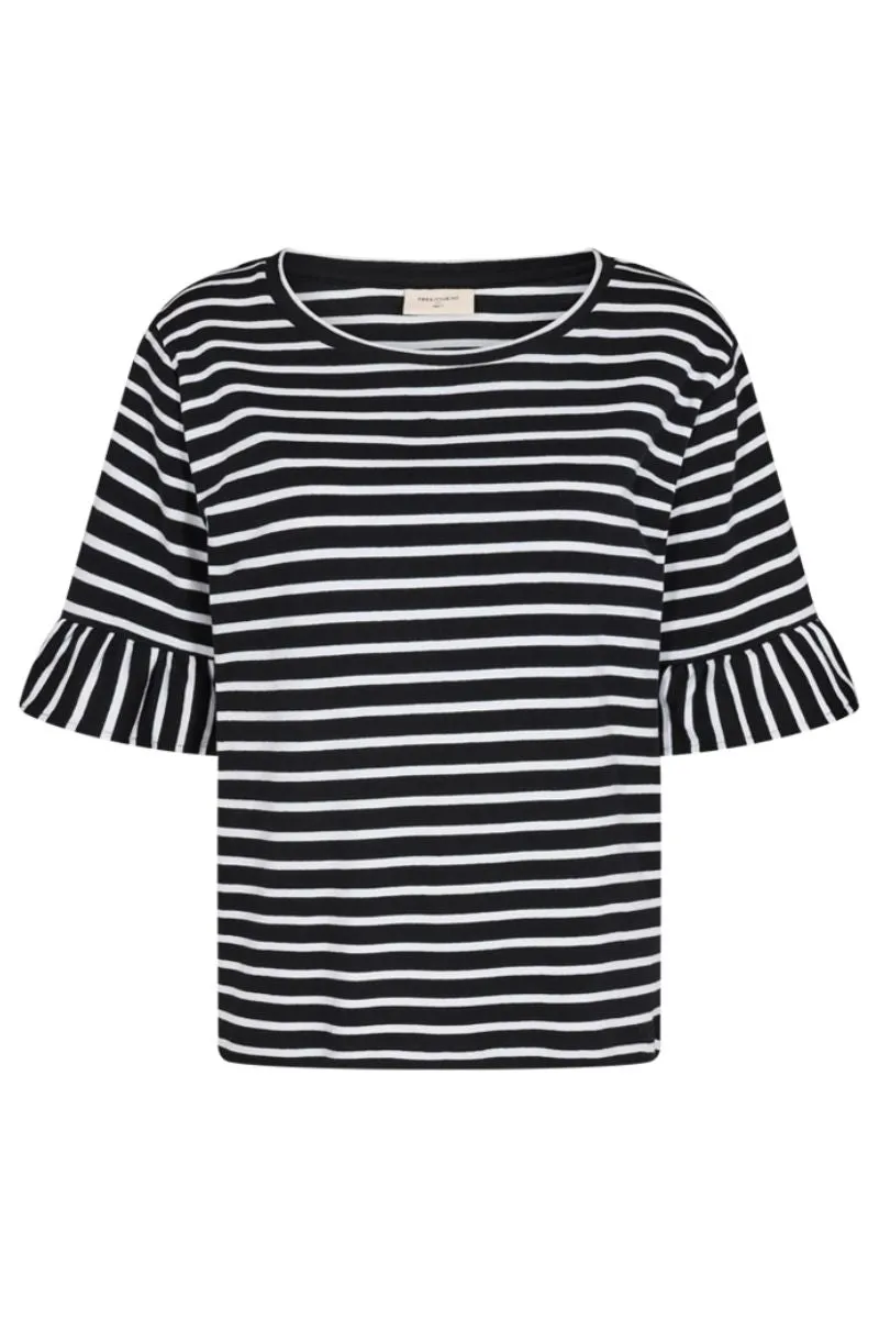 Marline Tee | Black w. Brilliant White | T-Shirt fra Freequent