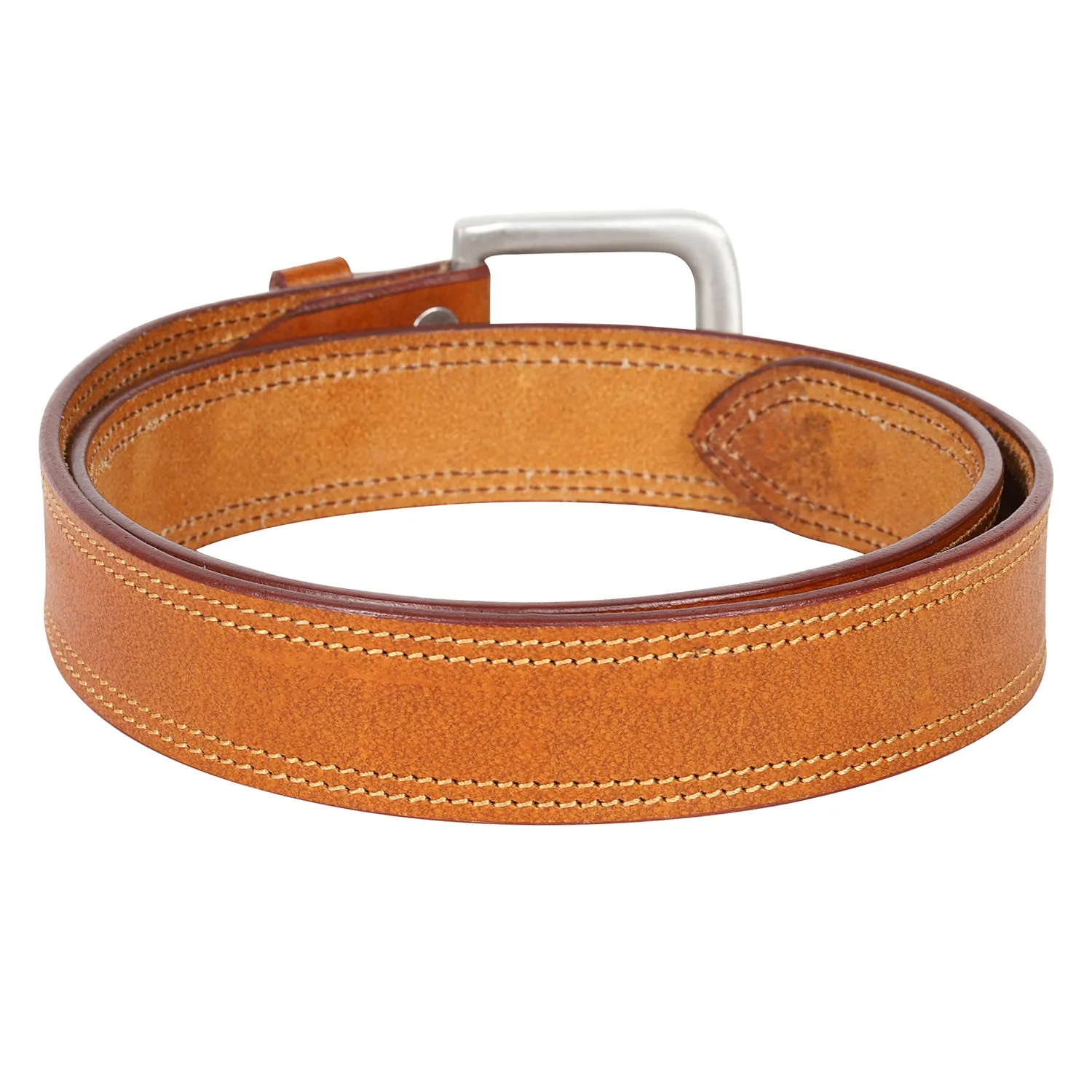 Men Leather Tan Belts With Metal Buckle