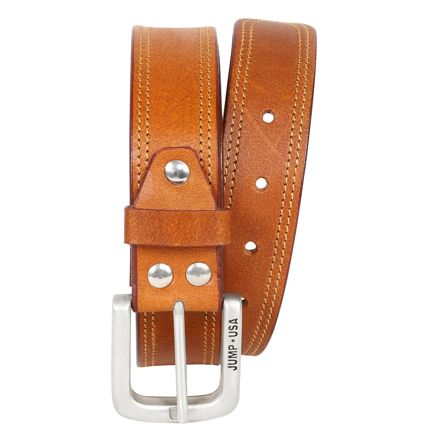 Men Leather Tan Belts With Metal Buckle