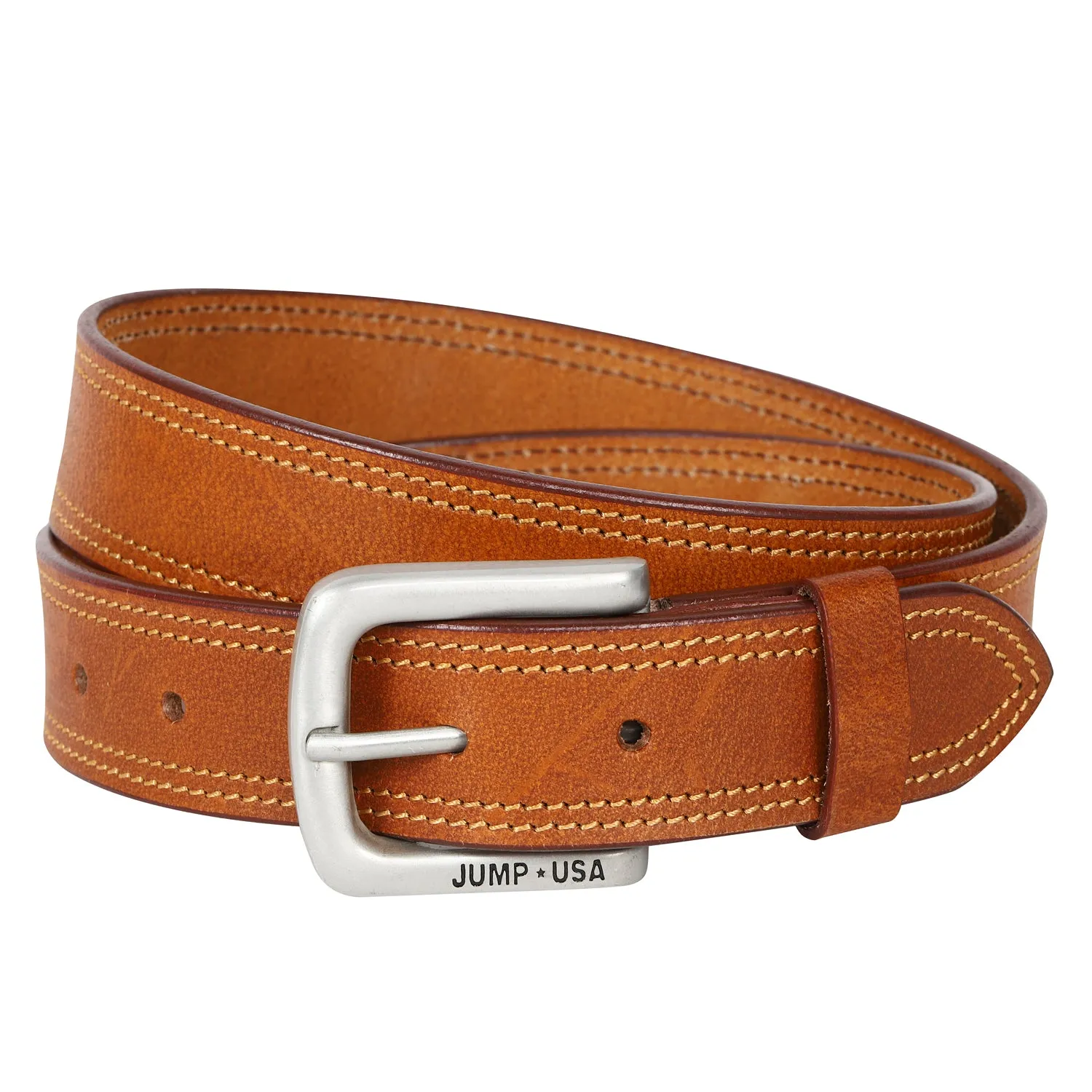 Men Leather Tan Belts With Metal Buckle