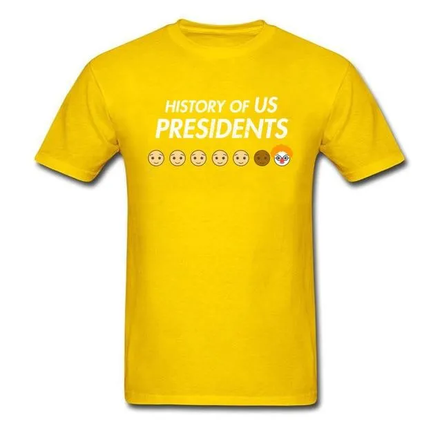 Men's Novelty Summer History of US President Cartoon O-Neck T-Shirt