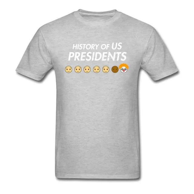 Men's Novelty Summer History of US President Cartoon O-Neck T-Shirt