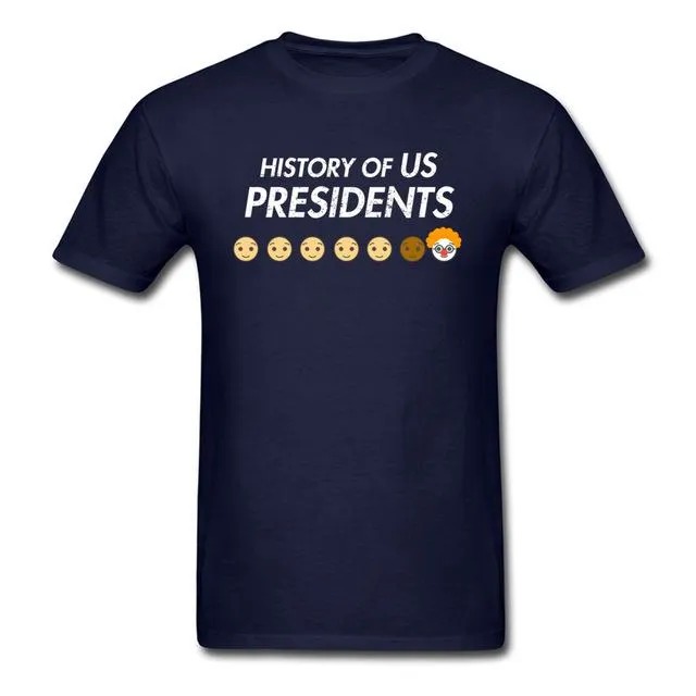 Men's Novelty Summer History of US President Cartoon O-Neck T-Shirt