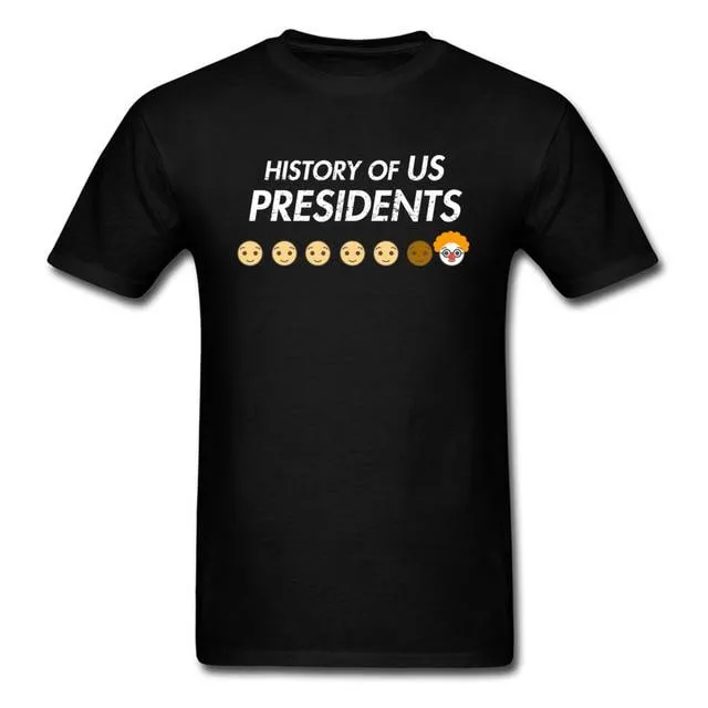 Men's Novelty Summer History of US President Cartoon O-Neck T-Shirt