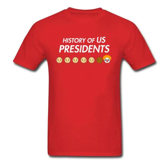 Men's Novelty Summer History of US President Cartoon O-Neck T-Shirt